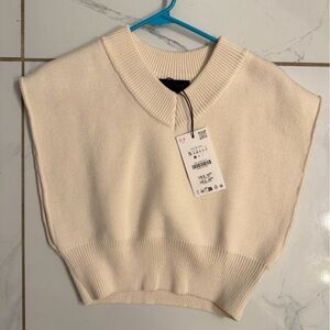 Zara Cream V-Neck Sweater Vest